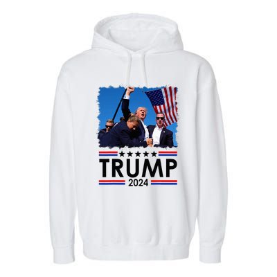 Trump Fist Pump Shot At Trump 2024 Trump Survives Rally Garment-Dyed Fleece Hoodie