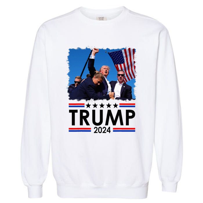 Trump Fist Pump Shot At Trump 2024 Trump Survives Rally Garment-Dyed Sweatshirt