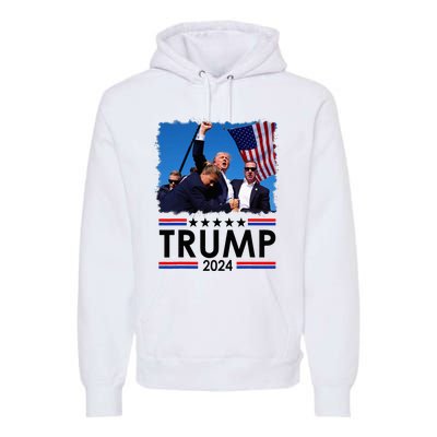 Trump Fist Pump Shot At Trump 2024 Trump Survives Rally Premium Hoodie