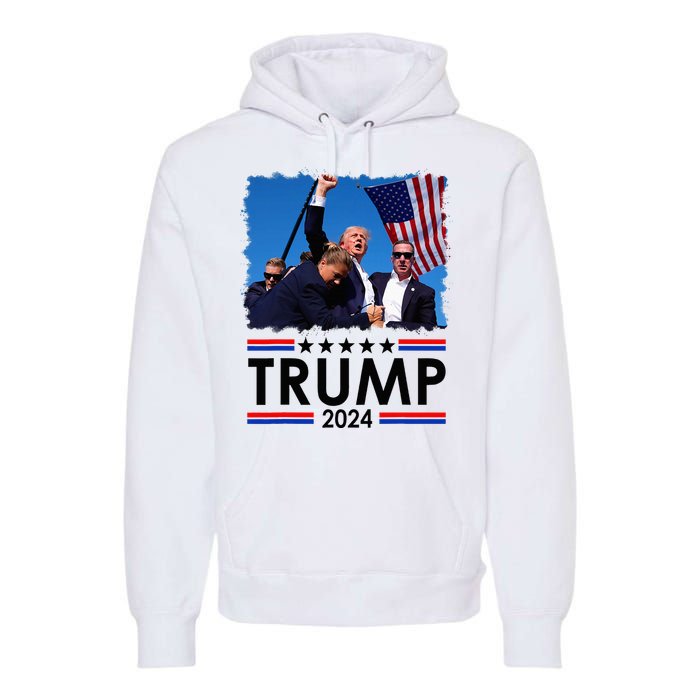 Trump Fist Pump Shot At Trump 2024 Trump Survives Rally Premium Hoodie