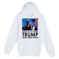 Trump Fist Pump Shot At Trump 2024 Trump Survives Rally Premium Pullover Hoodie