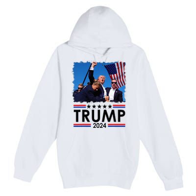 Trump Fist Pump Shot At Trump 2024 Trump Survives Rally Premium Pullover Hoodie