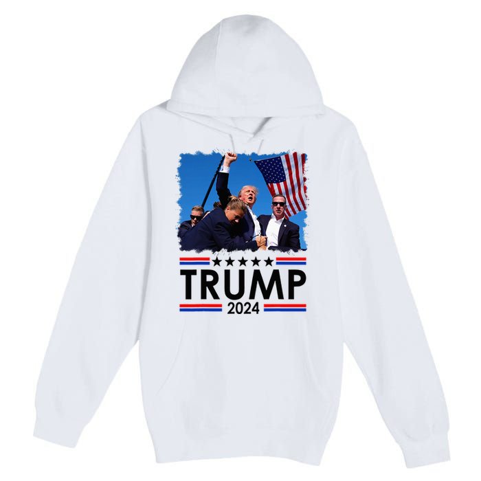 Trump Fist Pump Shot At Trump 2024 Trump Survives Rally Premium Pullover Hoodie