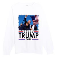 Trump Fist Pump Shot At Trump 2024 Trump Survives Rally Premium Crewneck Sweatshirt