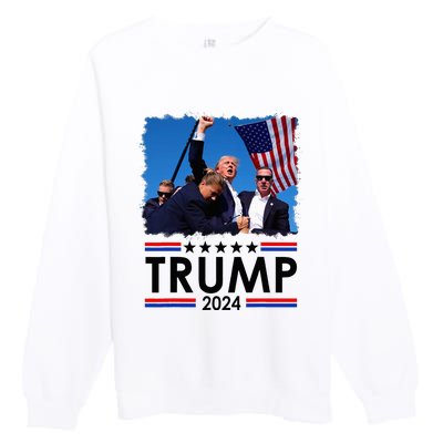 Trump Fist Pump Shot At Trump 2024 Trump Survives Rally Premium Crewneck Sweatshirt