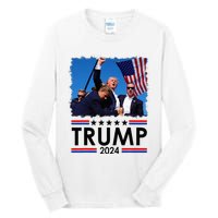 Trump Fist Pump Shot At Trump 2024 Trump Survives Rally Tall Long Sleeve T-Shirt