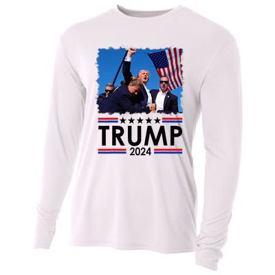 Trump Fist Pump Shot At Trump 2024 Trump Survives Rally Cooling Performance Long Sleeve Crew