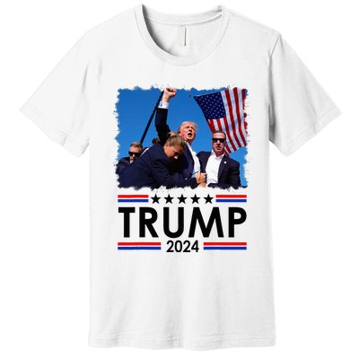 Trump Fist Pump Shot At Trump 2024 Trump Survives Rally Premium T-Shirt