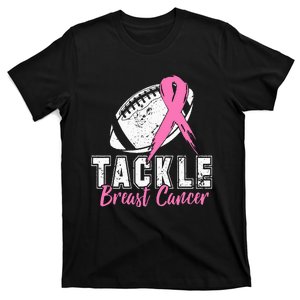 Tackle Football Pink Ribbon Breast Cancer Awareness T-Shirt