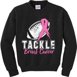 Tackle Football Pink Ribbon Breast Cancer Awareness Kids Sweatshirt