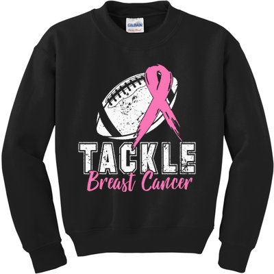 Tackle Football Pink Ribbon Breast Cancer Awareness Kids Sweatshirt