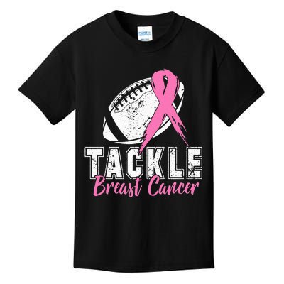 Tackle Football Pink Ribbon Breast Cancer Awareness Kids T-Shirt