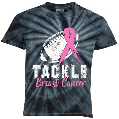 Tackle Football Pink Ribbon Breast Cancer Awareness Kids Tie-Dye T-Shirt