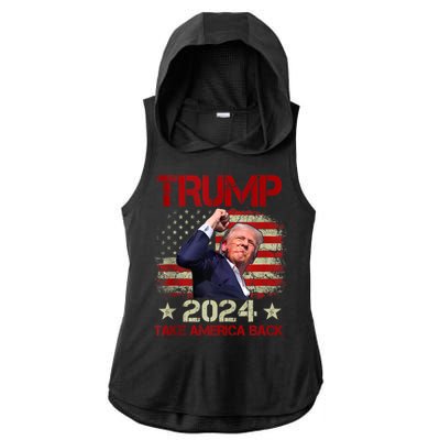 Trump Fist Pump Shot At Trump 2024 Trump Survives Rally Ladies PosiCharge Tri-Blend Wicking Draft Hoodie Tank