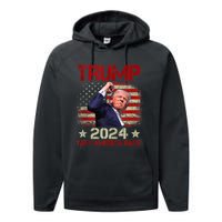 Trump Fist Pump Shot At Trump 2024 Trump Survives Rally Performance Fleece Hoodie