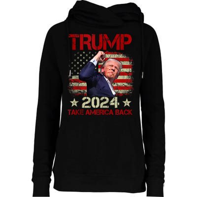 Trump Fist Pump Shot At Trump 2024 Trump Survives Rally Womens Funnel Neck Pullover Hood