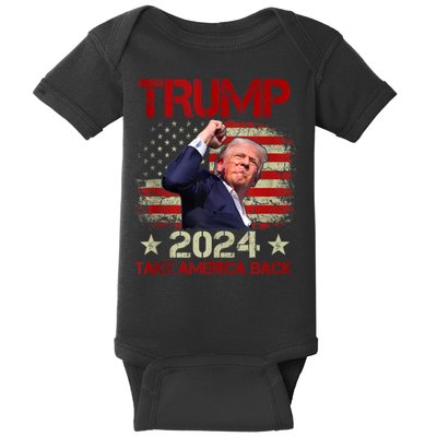 Trump Fist Pump Shot At Trump 2024 Trump Survives Rally Baby Bodysuit