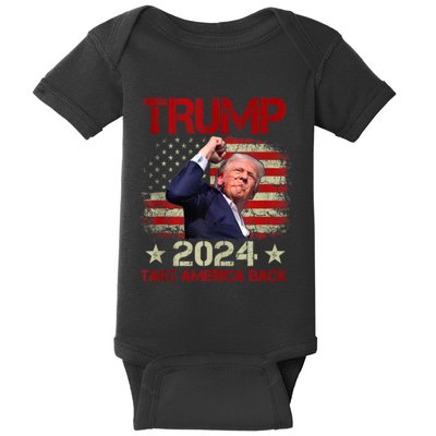 Trump Fist Pump Shot At Trump 2024 Trump Survives Rally Baby Bodysuit