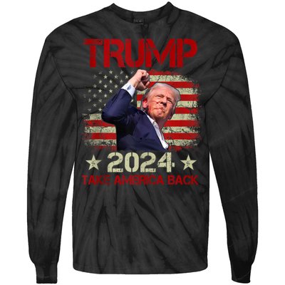 Trump Fist Pump Shot At Trump 2024 Trump Survives Rally Tie-Dye Long Sleeve Shirt