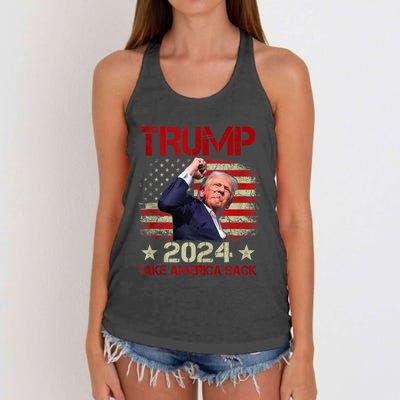 Trump Fist Pump Shot At Trump 2024 Trump Survives Rally Women's Knotted Racerback Tank