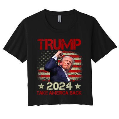 Trump Fist Pump Shot At Trump 2024 Trump Survives Rally Women's Crop Top Tee