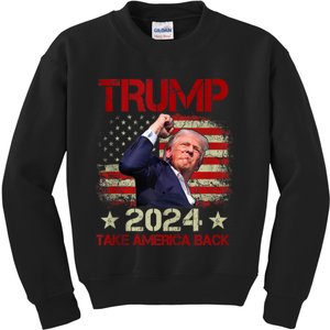 Trump Fist Pump Shot At Trump 2024 Trump Survives Rally Kids Sweatshirt