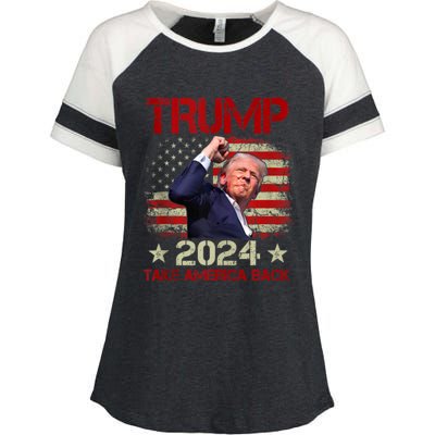 Trump Fist Pump Shot At Trump 2024 Trump Survives Rally Enza Ladies Jersey Colorblock Tee