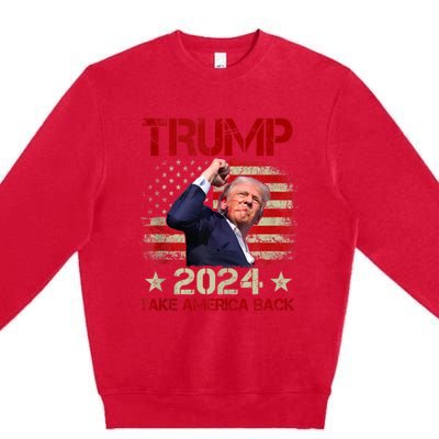 Trump Fist Pump Shot At Trump 2024 Trump Survives Rally Premium Crewneck Sweatshirt