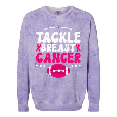 Tackle Football Pink Ribbon  Breast Cancer Awareness Colorblast Crewneck Sweatshirt