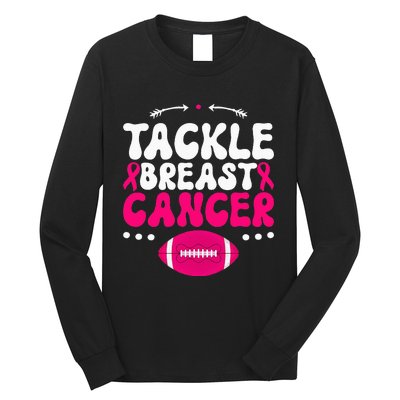 Tackle Football Pink Ribbon  Breast Cancer Awareness Long Sleeve Shirt