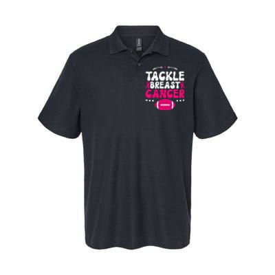 Tackle Football Pink Ribbon  Breast Cancer Awareness Softstyle Adult Sport Polo