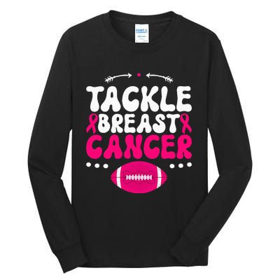 Tackle Football Pink Ribbon  Breast Cancer Awareness Tall Long Sleeve T-Shirt