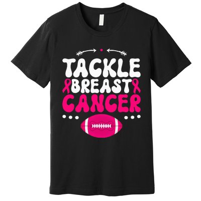 Tackle Football Pink Ribbon  Breast Cancer Awareness Premium T-Shirt