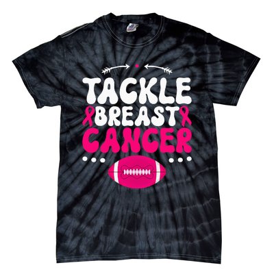 Tackle Football Pink Ribbon  Breast Cancer Awareness Tie-Dye T-Shirt