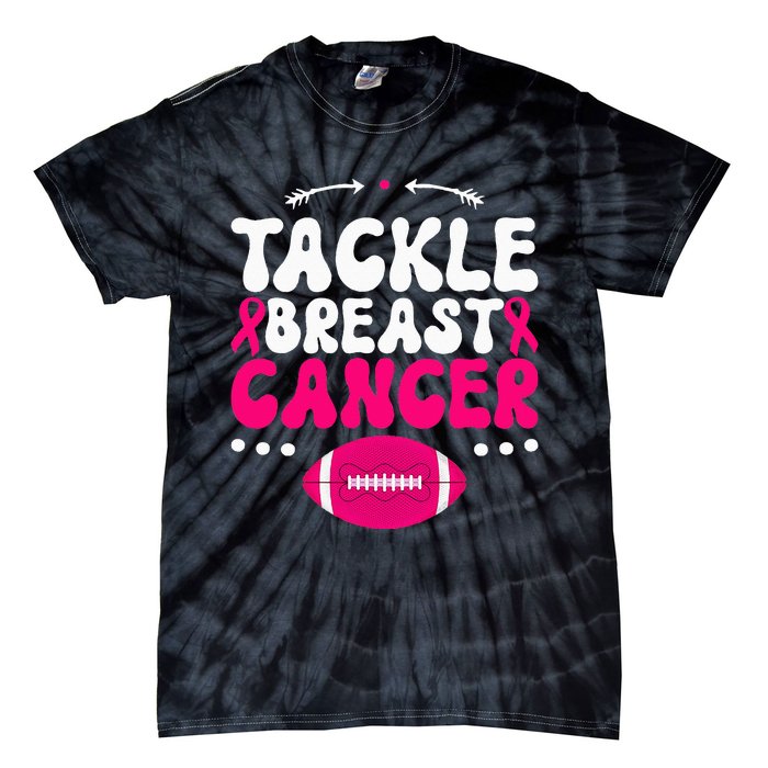 Tackle Football Pink Ribbon  Breast Cancer Awareness Tie-Dye T-Shirt