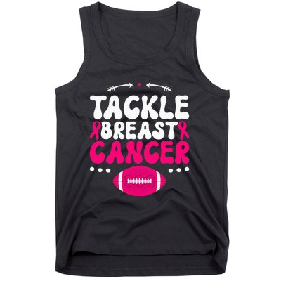 Tackle Football Pink Ribbon  Breast Cancer Awareness Tank Top