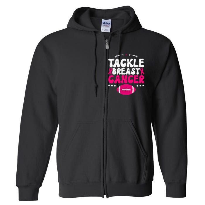 Tackle Football Pink Ribbon  Breast Cancer Awareness Full Zip Hoodie