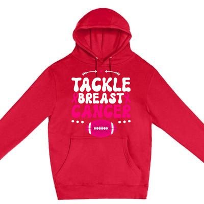 Tackle Football Pink Ribbon  Breast Cancer Awareness Premium Pullover Hoodie