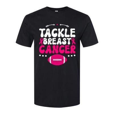 Tackle Football Pink Ribbon  Breast Cancer Awareness Softstyle CVC T-Shirt