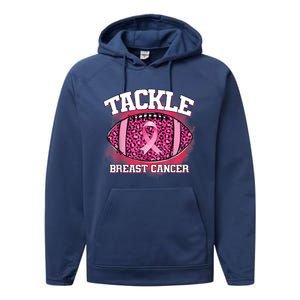 Tackle Football Pink Ribbon Breast Cancer Awareness Performance Fleece Hoodie