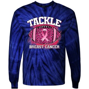 Tackle Football Pink Ribbon Breast Cancer Awareness Tie-Dye Long Sleeve Shirt