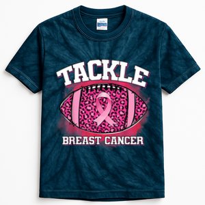 Tackle Football Pink Ribbon Breast Cancer Awareness Kids Tie-Dye T-Shirt