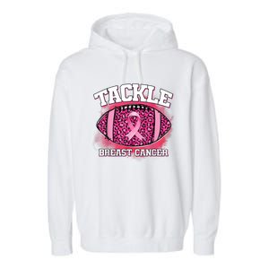 Tackle Football Pink Ribbon Breast Cancer Awareness Garment-Dyed Fleece Hoodie