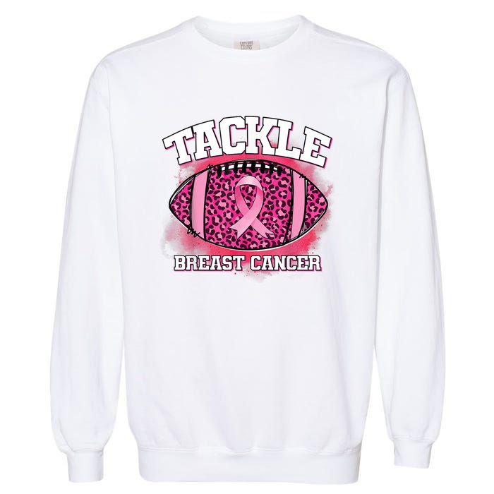 Tackle Football Pink Ribbon Breast Cancer Awareness Garment-Dyed Sweatshirt