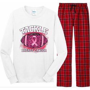 Tackle Football Pink Ribbon Breast Cancer Awareness Long Sleeve Pajama Set