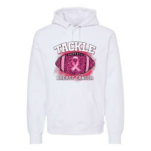 Tackle Football Pink Ribbon Breast Cancer Awareness Premium Hoodie