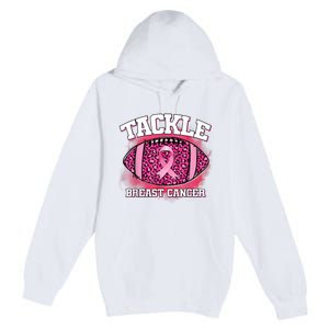 Tackle Football Pink Ribbon Breast Cancer Awareness Premium Pullover Hoodie