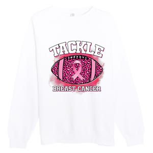 Tackle Football Pink Ribbon Breast Cancer Awareness Premium Crewneck Sweatshirt