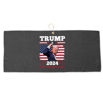 Trump Fist Pumped Fight Never Give Up Pray For Trump America Large Microfiber Waffle Golf Towel