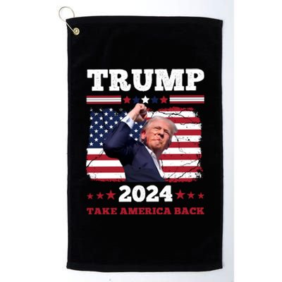 Trump Fist Pumped Fight Never Give Up Pray For Trump America Platinum Collection Golf Towel